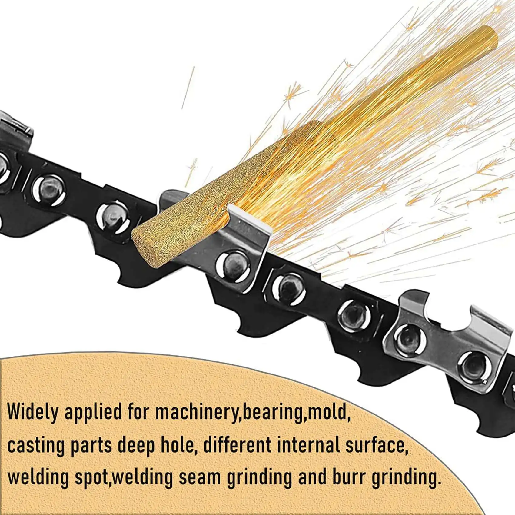 [NEW!A93G】 10 Pcs Electric Chainsaw Sharpener Stone Burr Grinding Stone File,Titanium Plated Diamond Sharpening Wheels (4.0Mm)