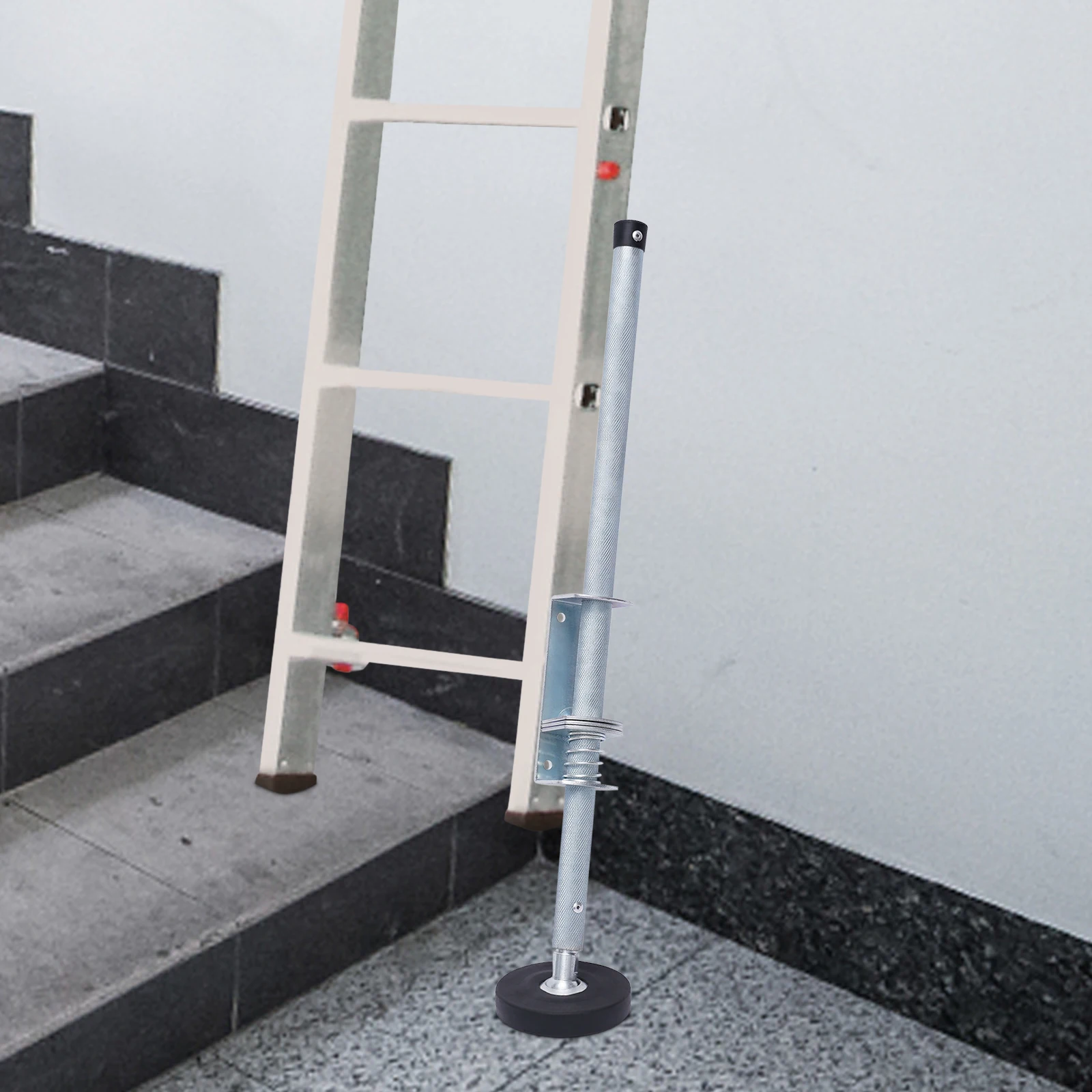 Ladder Leveler Pair with Engraved Anti-Slip Pattern Steel Pole, Adjustable Extension Ladder Leg Ground Leveler for Most Ladders