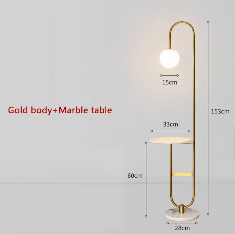 Modern marmer goud zwart met ronde tafel LED-vloerlamp Home Decor staande lamp woonkamer bank vloerverlichting voor theetafel