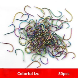 Izu fish hook in bulk with barb colorful long handle thin crucian carp carp wild fishing platform fishing hook hook