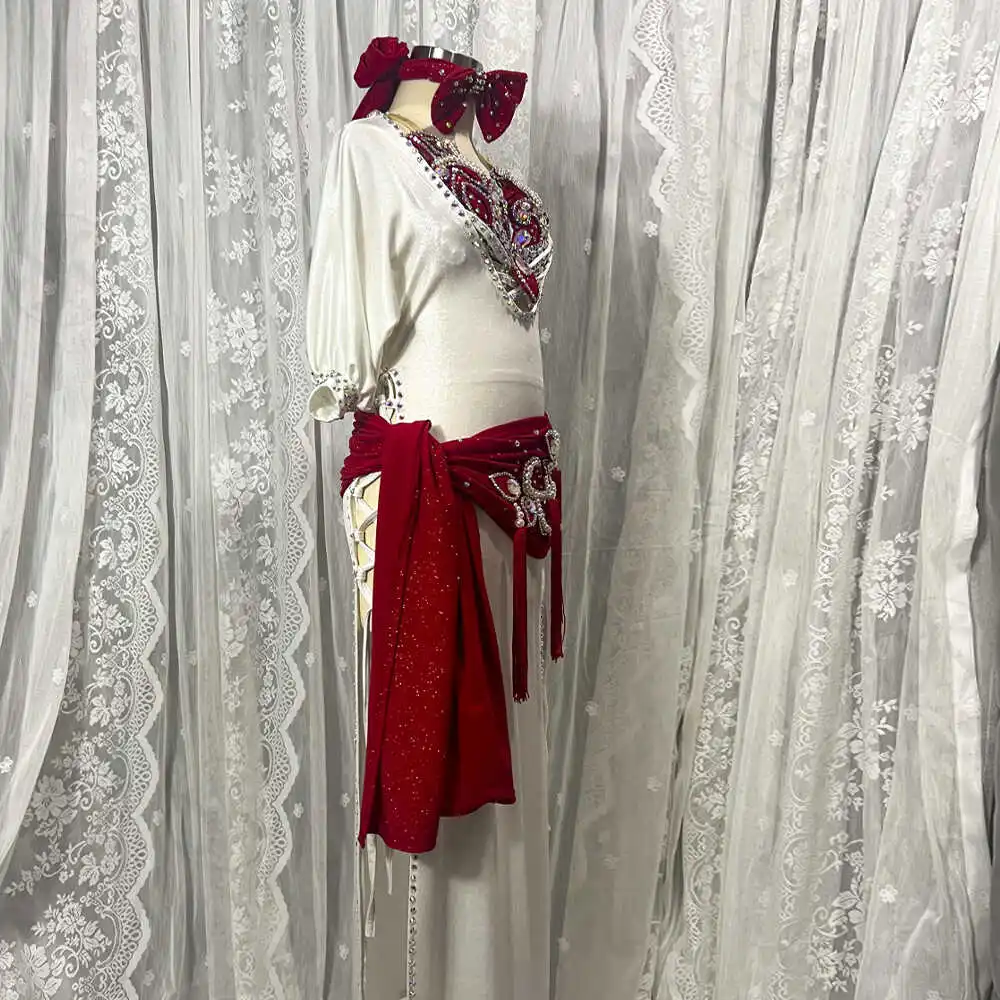 Customized Women Belly Dancewear Diamond Saidi Baladi Shabbi Folk Robe Bra Oriental Dance Group Competition Performance Dresses