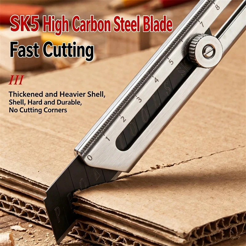 Cuchillo Multiusos 6 en 1 de Acero Inoxidable con Soporte Metálico Reforzado, Cuchillo Multifuncional para Papel Tapiz