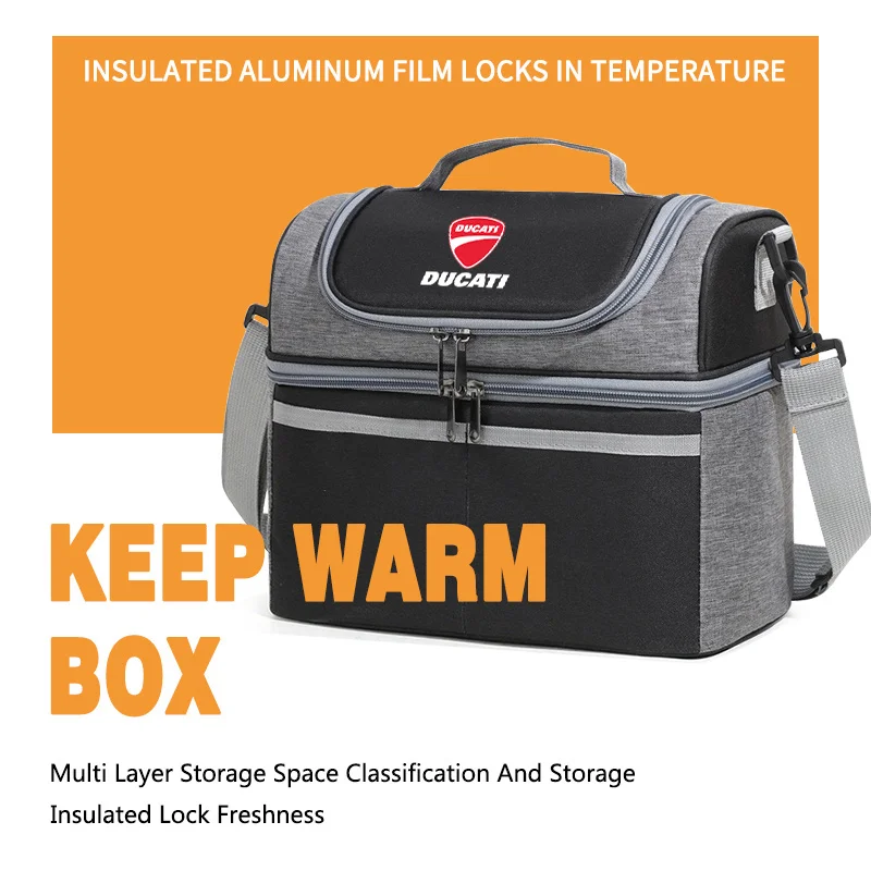 Multifunction Large Capacity Cooler Bag Portable Zipper Thermal Lunch Bags For Ducati Corse 796 795 821 Monster Diavel Panigale