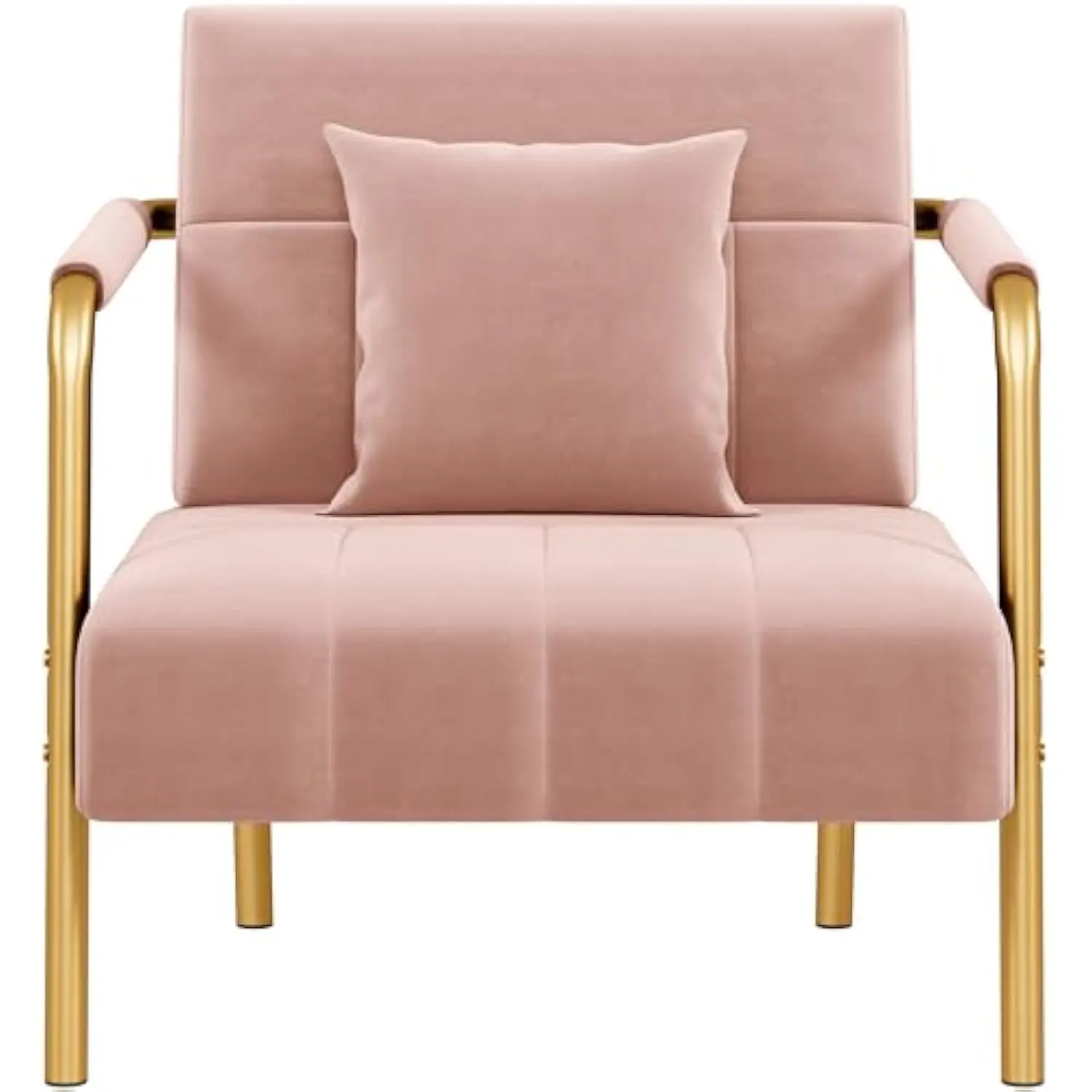

30 W Accent Chair Velvet Oversized Armchair Living Room Chair with Golden Frame & Cozy Pillow for Living Room, Bedroom, Office