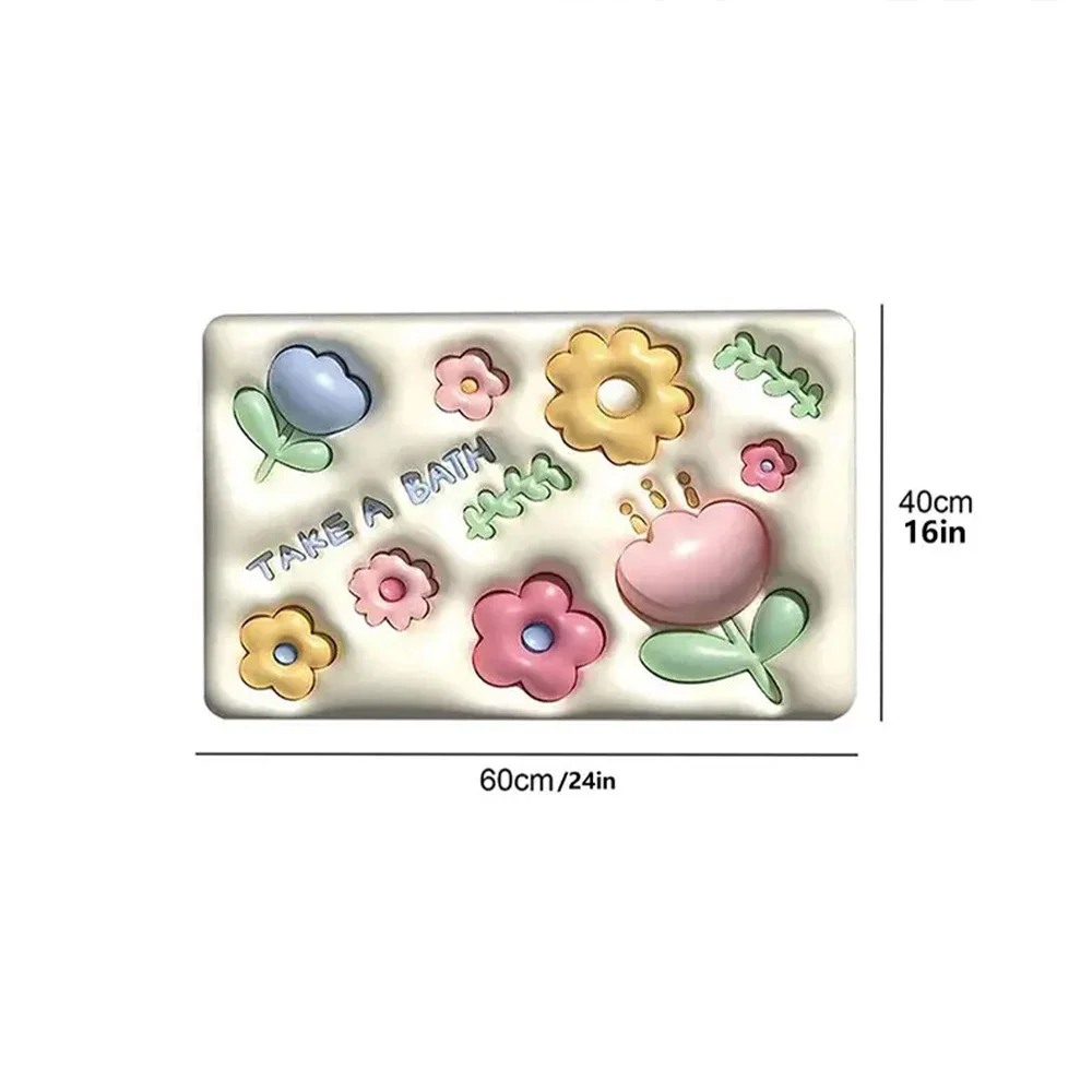 RV 욕실 미끄럼 방지 매트, 변기 욕실 바닥 매트, 발 매트, 3D 입체 느낌, 작은 꽃, 부드러운 규조토 흡수