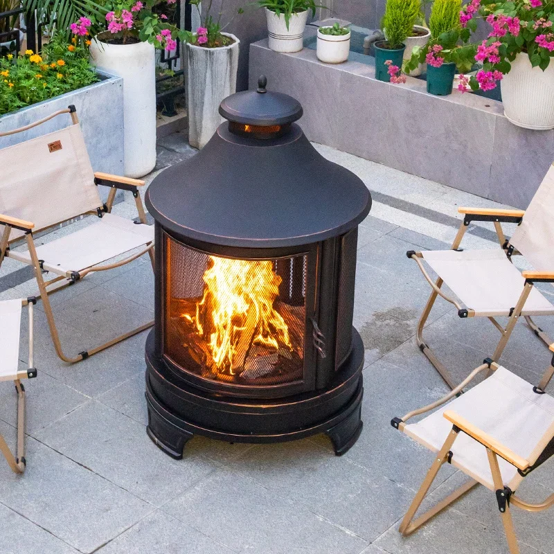 Household firewood charcoal grill garden outdoor heating grill courtyard open-air terrace B & B bonfire