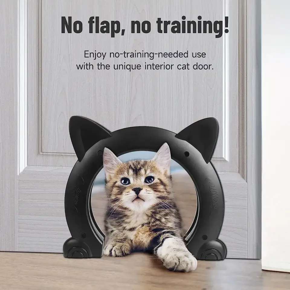 ABS Plastic Interior Door for Cat, Small Pet Gate, No Training Needed, Dog Hole Secured Installation in Minutes