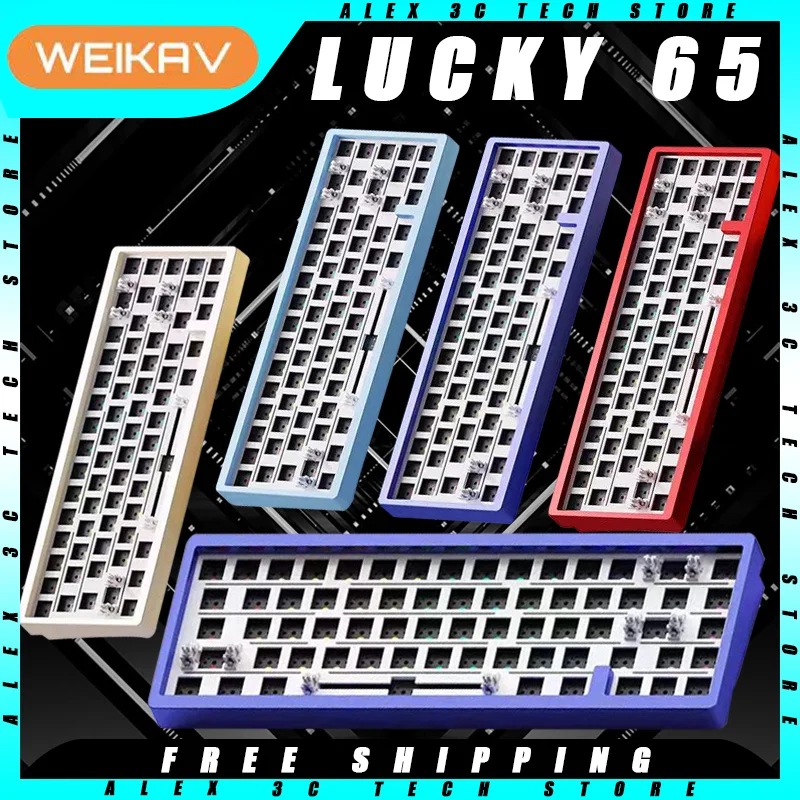 

WEIKAV Lucky65 Mechanical Keyboard Kit Three Mode RGB Hot Swap Gasket Customized Wireless Aluminium Gaming Keyboard For PC Mac