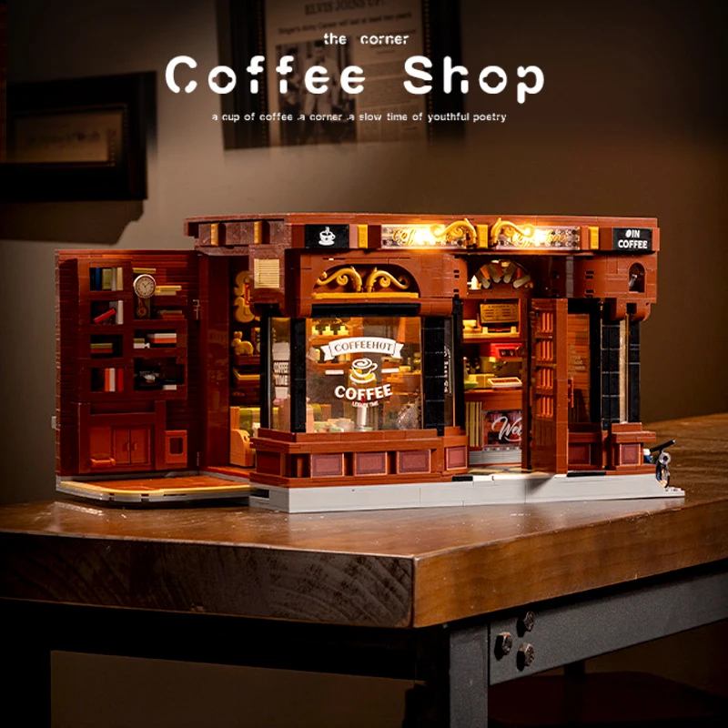 

Lighting Coffee House Street View, ABS Building Block Assembly Model Toys, Gifts For Teenagers And Adults,XT269