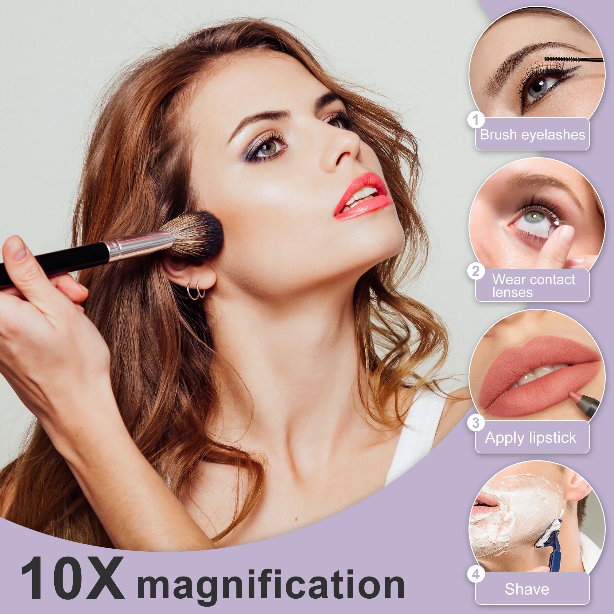 Tushengtu 360 回転 8 インチ壁掛け化粧鏡 10 倍拡大鏡両面バニティバスルームミラーシェービング