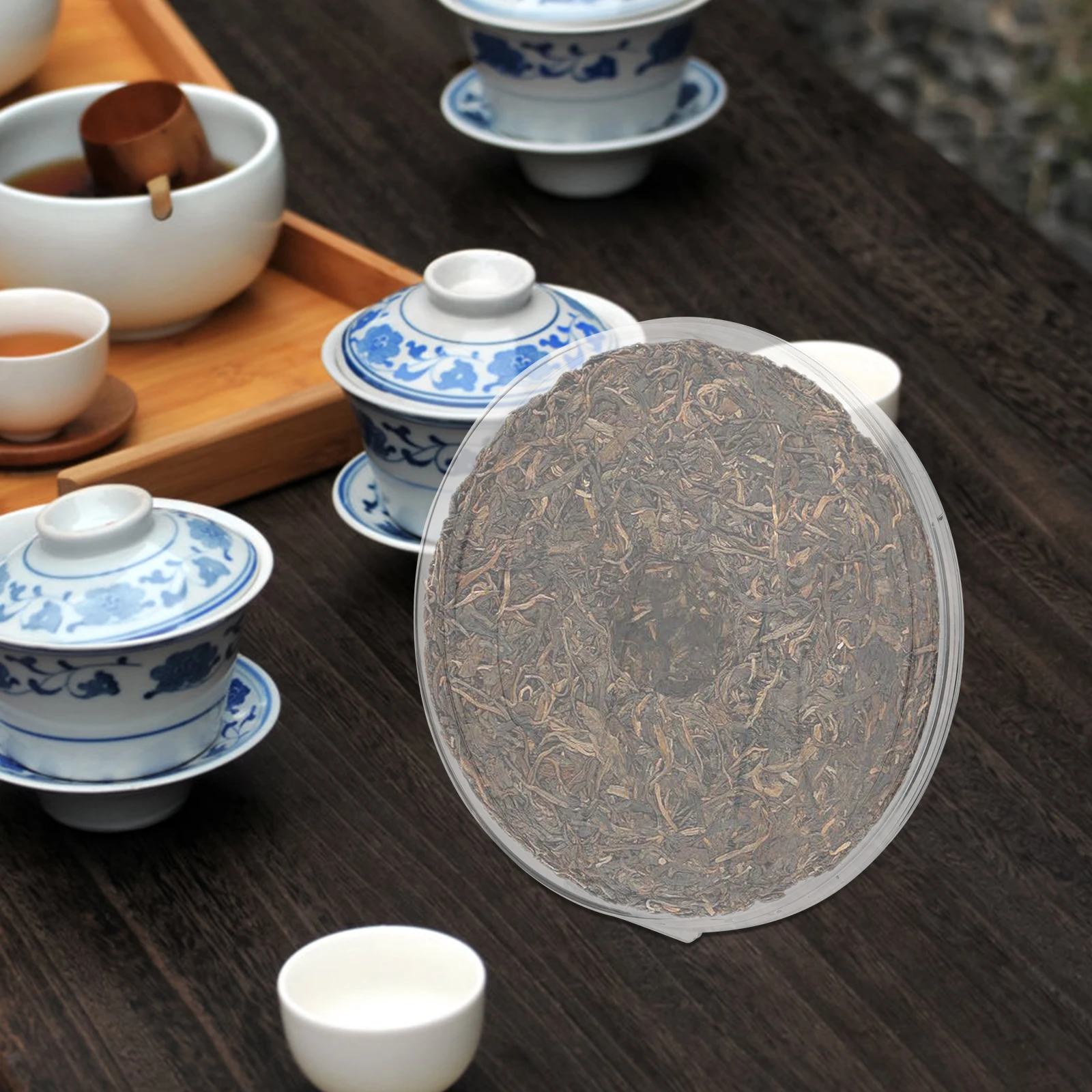 

2pcs Cake Box Display Stand Transparent Puerh Tea Box Dust Proof Storage Case Holder Light Weight Easy Carry Home Decor