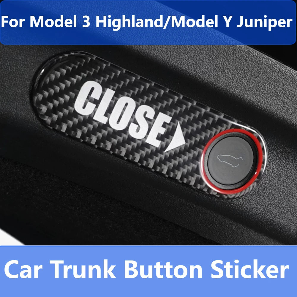 For Model 3 Model Y Car Trunk Button Sticker Electric Tailgate Reminder Decal Anti Scratch Decor Interior Car Accessories
