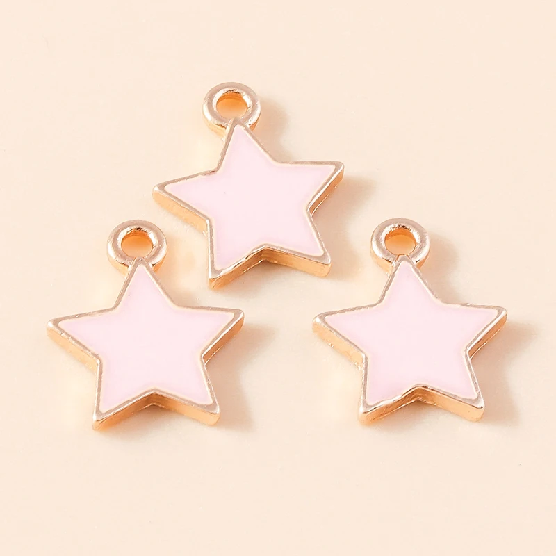 10pcs Enamel Star Pendants for DIY Jewellery Making