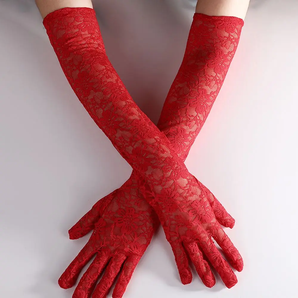 Retro Outdoor Flower Cycling Wedding Party Arm Warmers Lace Gloves Long Mittens Women's Gloves