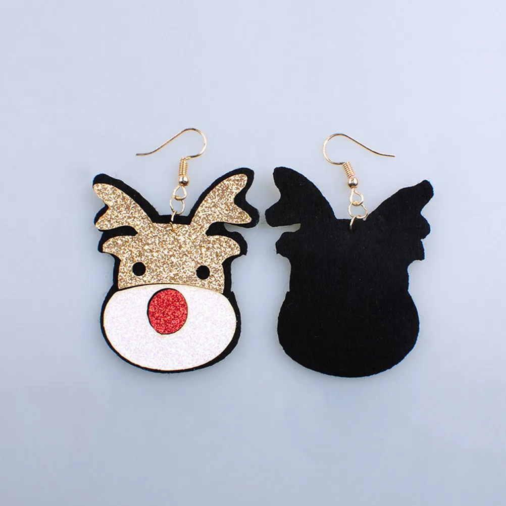 1Pair Cartoon Elk Earrings Christmas Drop Earrings for Women Girls Christmas Party Jewelry Gift Ear Dangle Ear Dangler