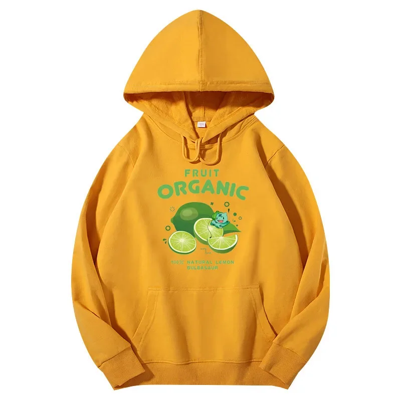 Spring Autumn New Women Casual Clothes Fashion Hoodies Green Lemon Print Sweatshirt Girl Pure Cotton Long Sleeve Tops