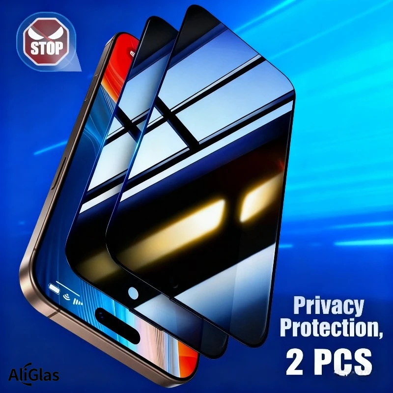 2 Stück Sichtschutzfolie für iPhone 11 12 13 14 15 16 17 Pro Max gehärtetes Glas für iPhone 16 15Plus 16e Air XR XS Glas