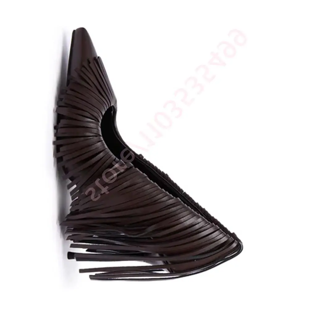 

Сексуальные женские туфли-лодочки с острым носком и кисточками, осень 2022, новые туфли без шнуровки на тонком высоком каблуке, черные/коричневые модные повседневные туфли для вечеринок