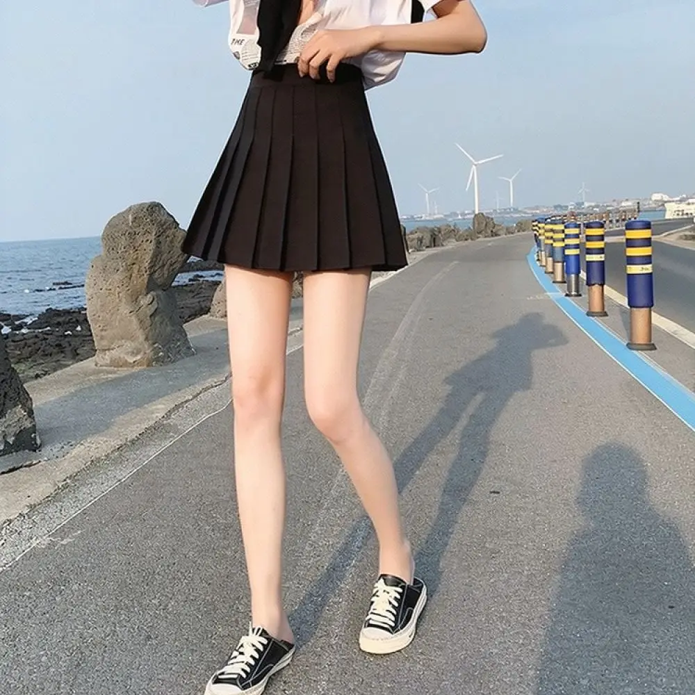 Casual High Waist Pleated Mini Skirt Women Summer British Style Elastic Slim Fit Trendy Fashion A Line Short Skirts