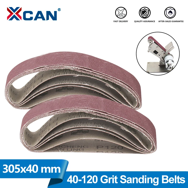 XCAN 5Pcs Sanding Belts 305x40mm Sanding Abrasive Sheet Sander Angle Grinder Sandpaper Abrasive Belt Machine Tool for Wood Metal