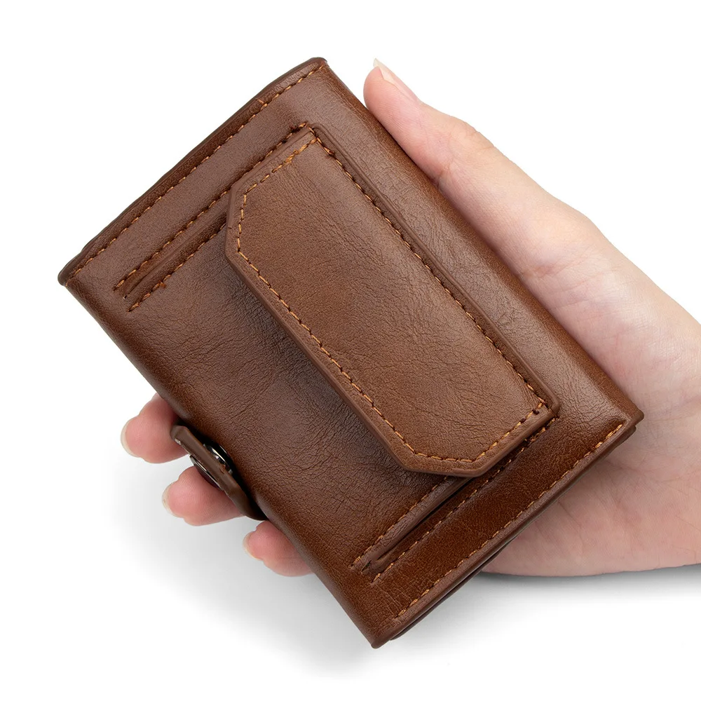 Herren-Geldbörse mit Spleißverschluss, kurzes Münzfach, dreifach faltbar, multifunktional, dünn, PU, Herren-Business-Geldbörse, hochwertiger Kartenhalter