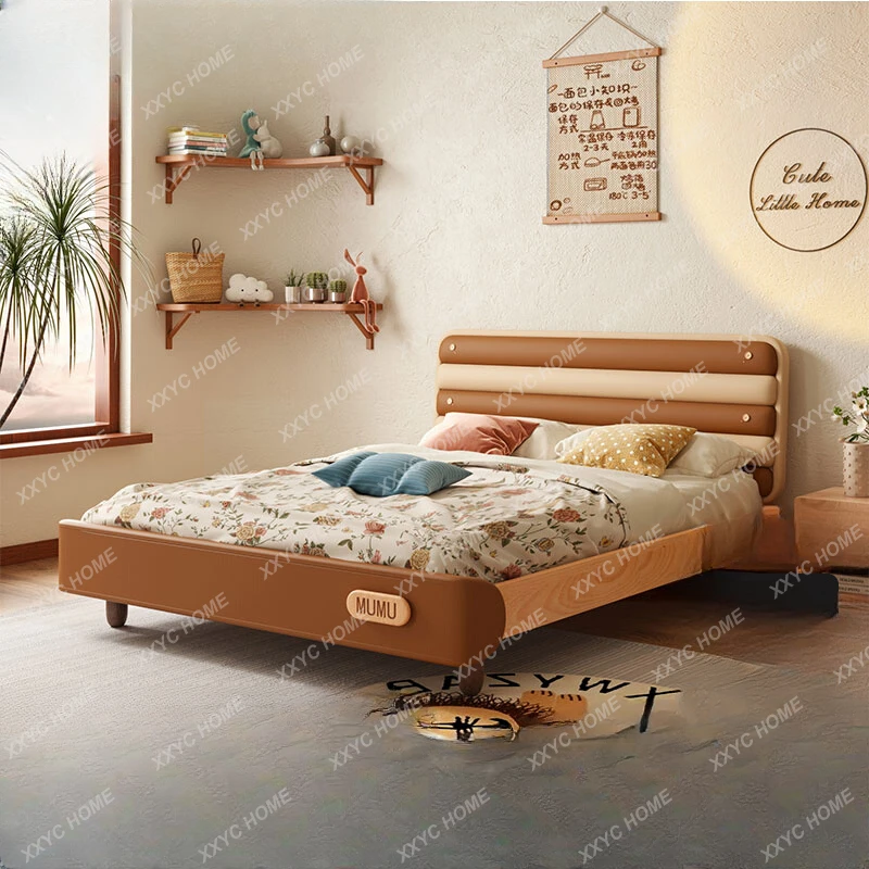 Children's Bed Solid Wood Suspension Bed Girl Modern Princess Bed Boy Single Bed Guardrail Log Bed Children's Room