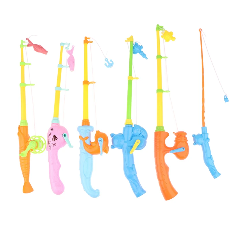 Vara de pesca magnética infantil, 1 peça, com 10 peixes pequenos aleatórios, banheira, piscina, brinquedo de pesca aquática, brinquedos interativos para pais e filhos