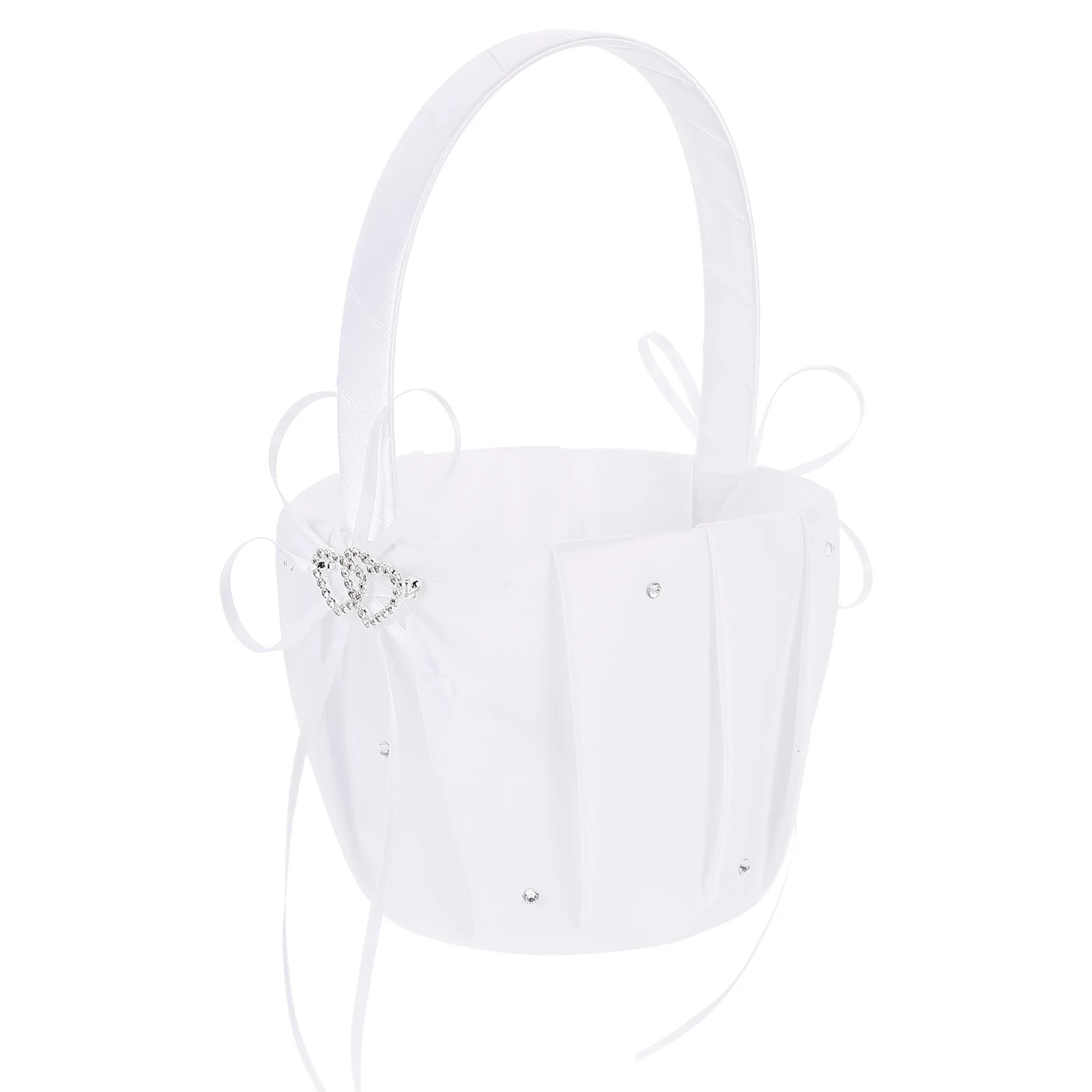 

Flower Girl Basket Wedding Supplies White Flowers Bridal Party Decorations Heart Diamond Baskets For Petals Scattering