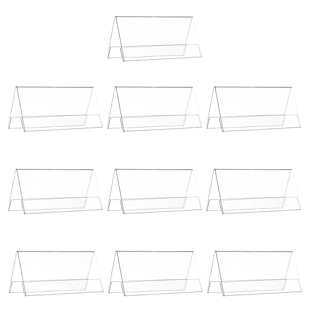

10pcs Acrylic Desk Name Plate Holder 120X60Mm Transparent Double-Sided Reusable For Office Conference Meeting Training Event