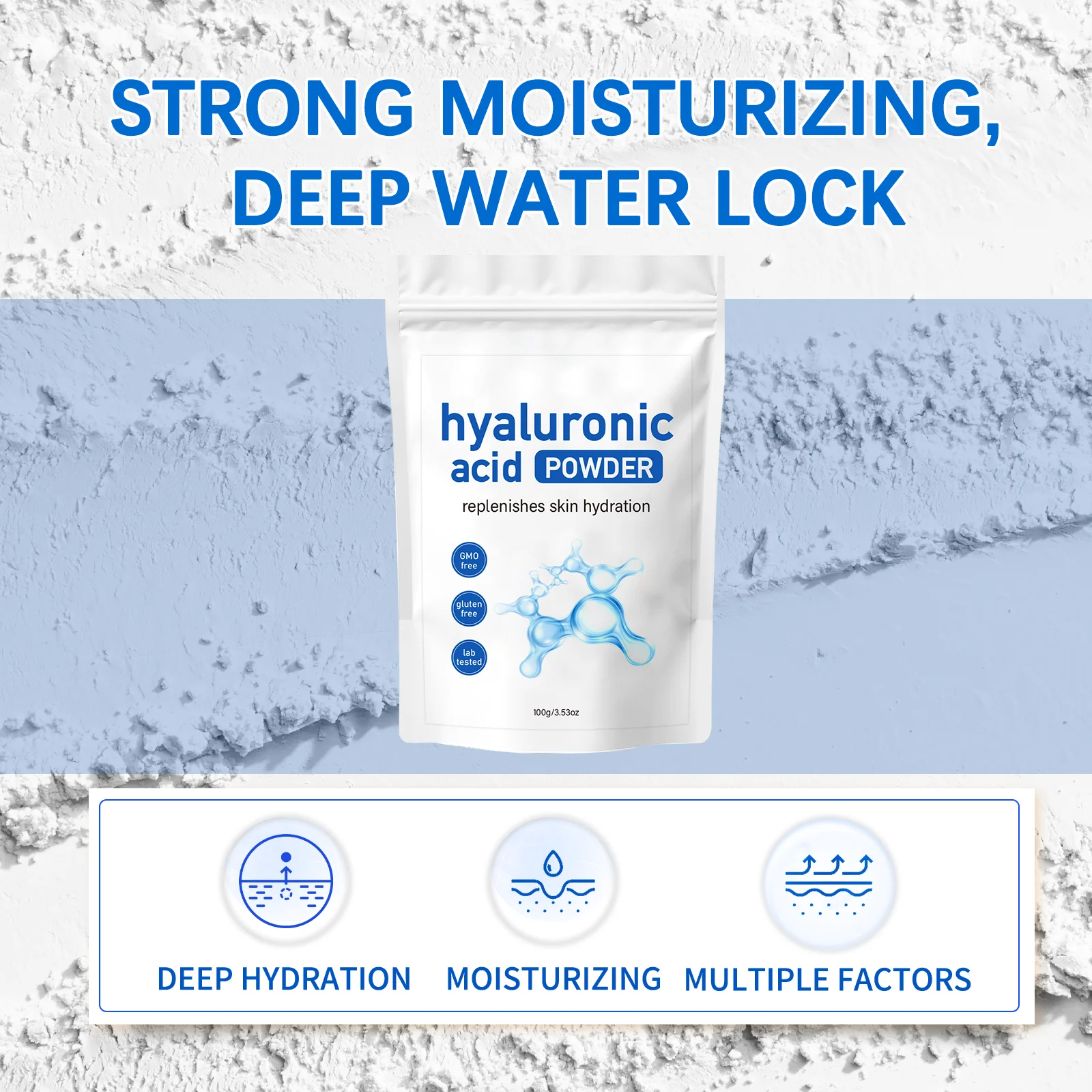 مسحوق قناع HA مضاد للشيخوخة 100 جرام - مع ملاقط وتعزيز الكولاجين للترطيب العميق. تركيبة علاج العناية بالوجه لتقليل التجاعيد. #3