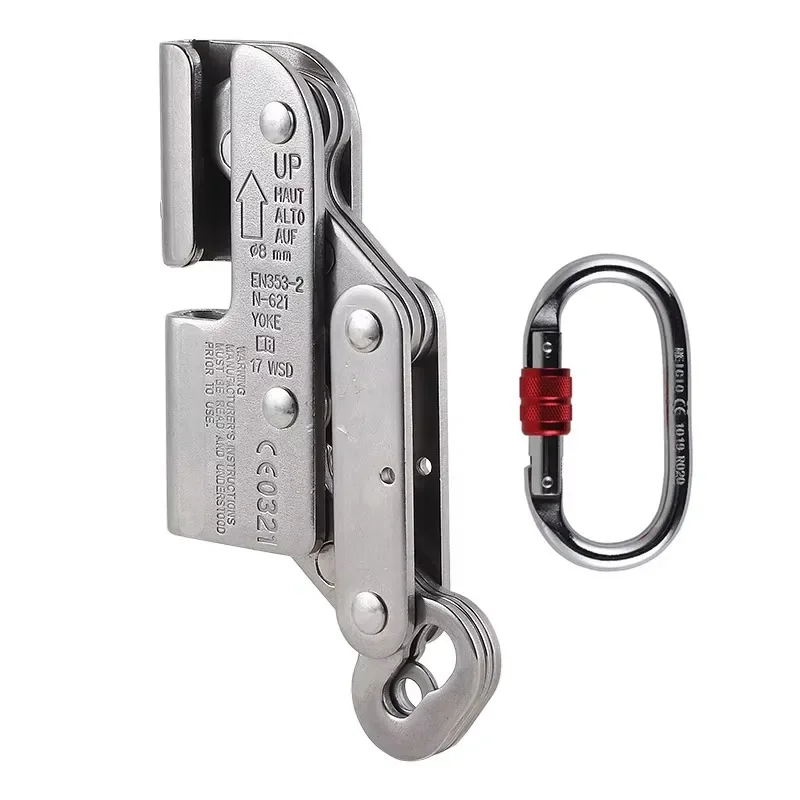 304 Stainless Steel Wire Rope Grab, Fall Protection for 8/10/12mm Rope, High Altitude Fall Arrester
