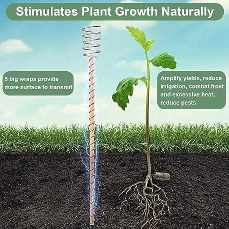 10 pezzi paletti per piante di elettrocoltura da 13.5 pollici, pali lunghi in rame, antenne a spirale in rame per elettrocoltura per giardino in crescita