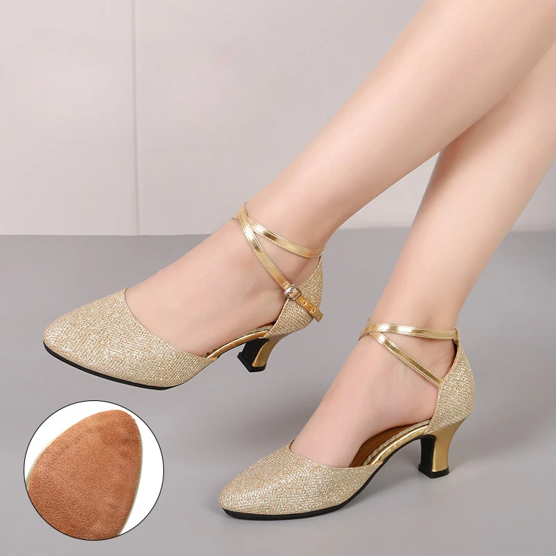 Standard Ballroom Dance Shoes For Women Glitter Closed Toe Modern Dance Shoes Salsa Ballroom Tango Latin Shoes for dancing Girls