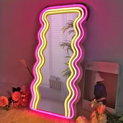 Irregular Mirror Neon Sign For Wall Decor LED Neon Lights For Home Bedroom Decor Neon Light Signs For Party KTV Bar Decor Gifts