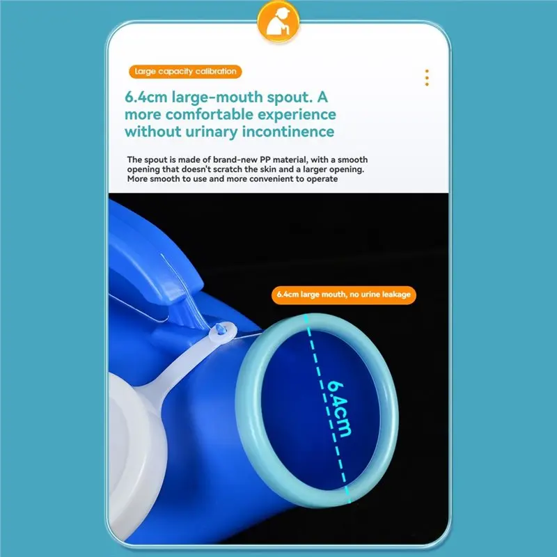 ABVG-Ergonomic Male Urinal Bottle 1200Ml Capacity Secure Cap Measuring