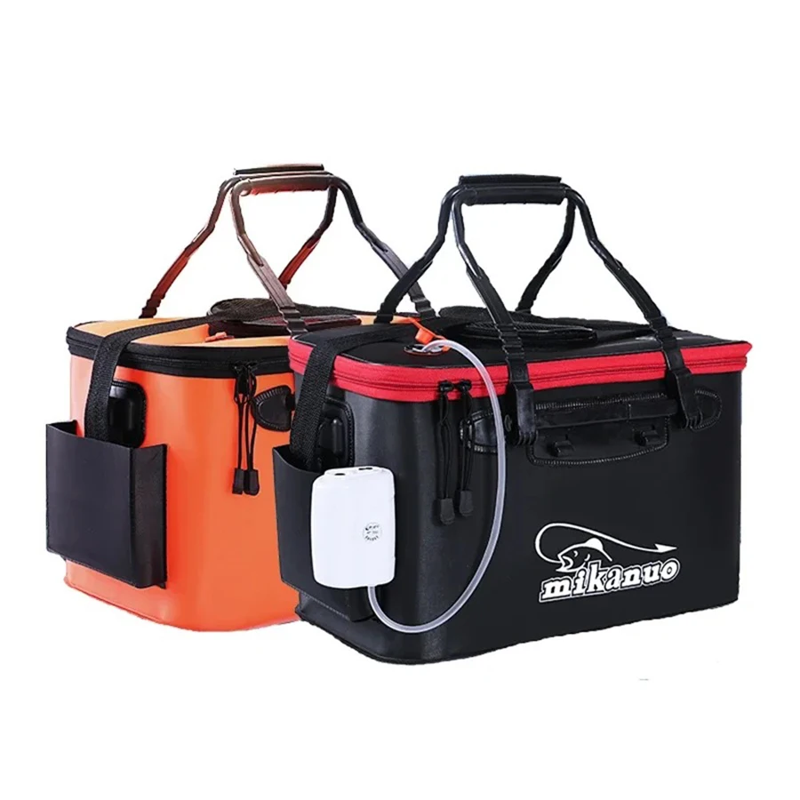 Tragbare Angeltasche, zusammenklappbarer Angeleimer, lebende Fische, Box, Camping, Wasserbehälter, Pfanne, Becken, Angelgerät, Aufbewahrungstasche – Detail 7