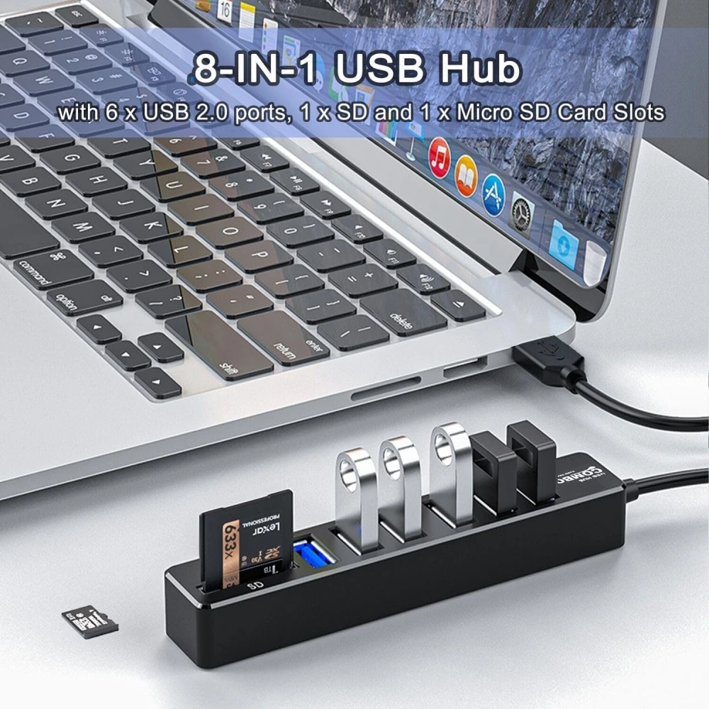 USB HUB USB 2.0 Splitter 6 3 USB Port Multiport Expander With SD TF Card Ceader Mini Portable Hab Adapter 10/90cm for PC Desktop