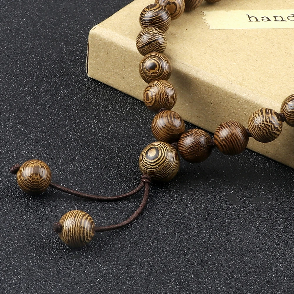 6 8 10mm Original Wooden Beads Wrap Bracelets Vintage 108 Mala Bead Buddhist Prayer Necklace Women Men Meditation Jewelry Gifts