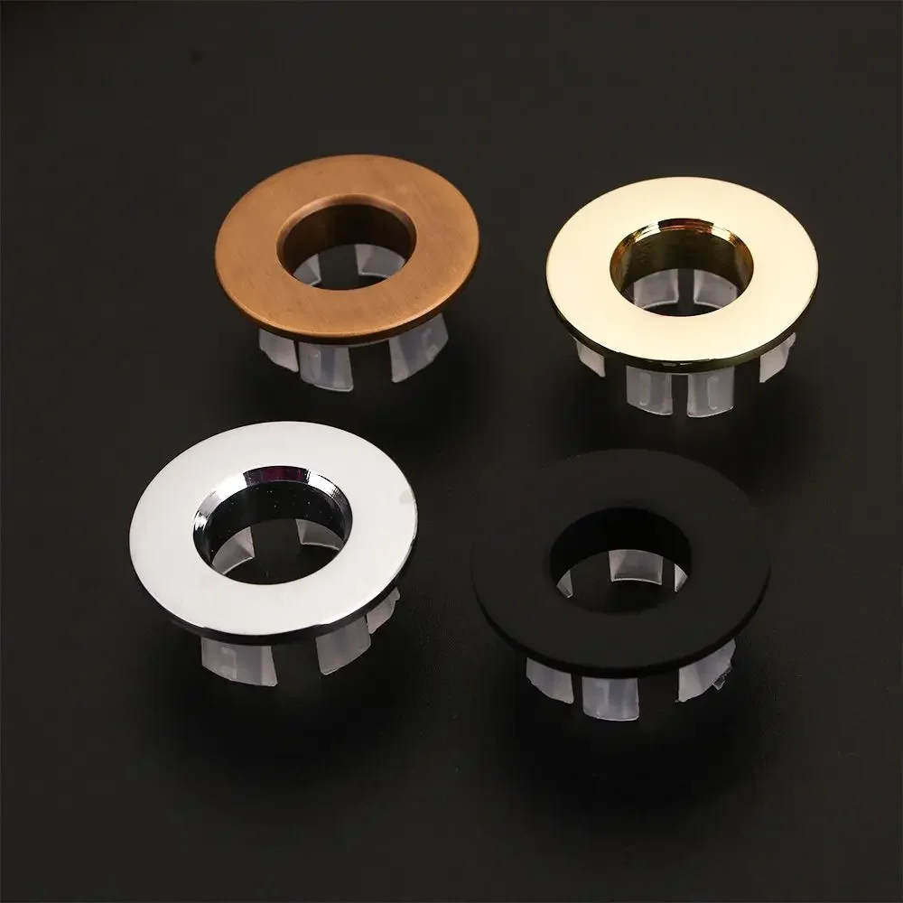 

Copper Sink Basin Faucet Round Insert Chrome Ring Overflow Cover Bathroom Hole Cap