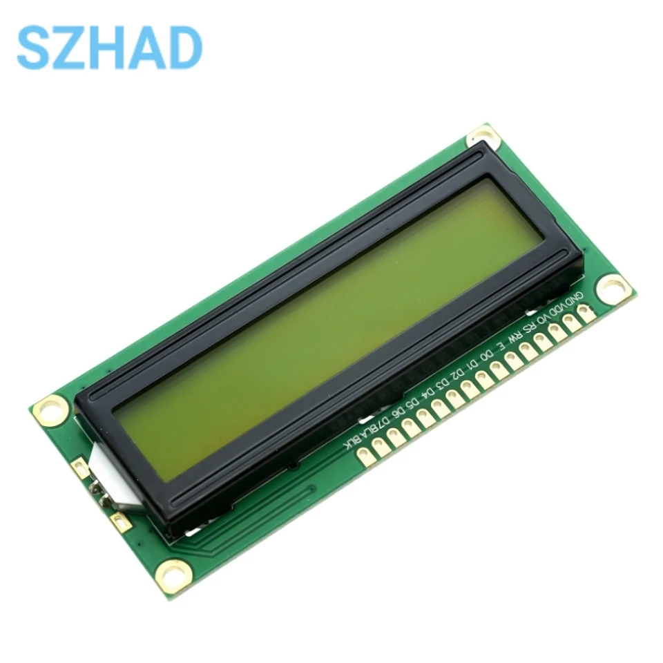 1602A IIC 16x2 LCD Module – Yellow-Green Screen With Level Conversion, 5V For Arduino & MCU Projects
