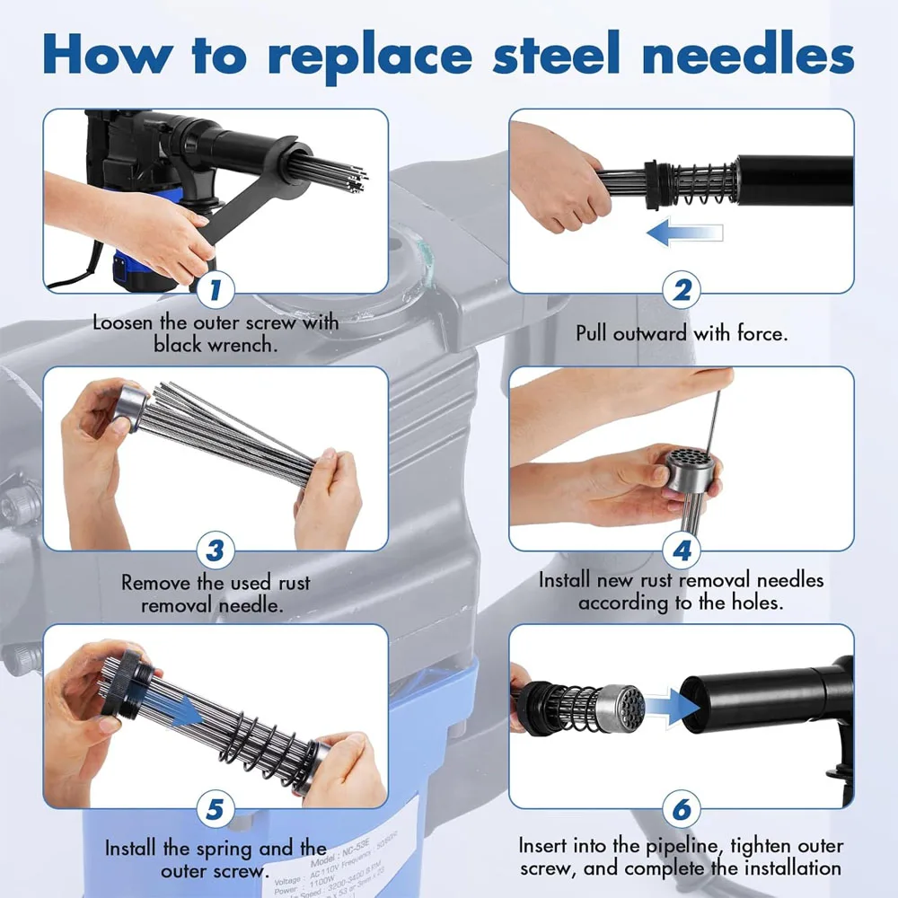 

1100W Needle Derusting Gun Electric Jet Chisels Hand-Held Electric Needle Scaler Rust Removal Cleaning Machine New