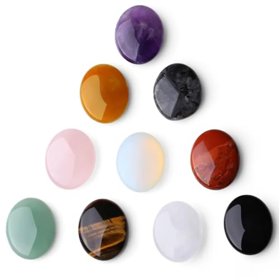 

Crystals and Healing Stones Gemstones Worry Stone for Anxiety Oval Thumb Palm Amethyst Rose Quartz Obsidian Quartz Crystals Bul