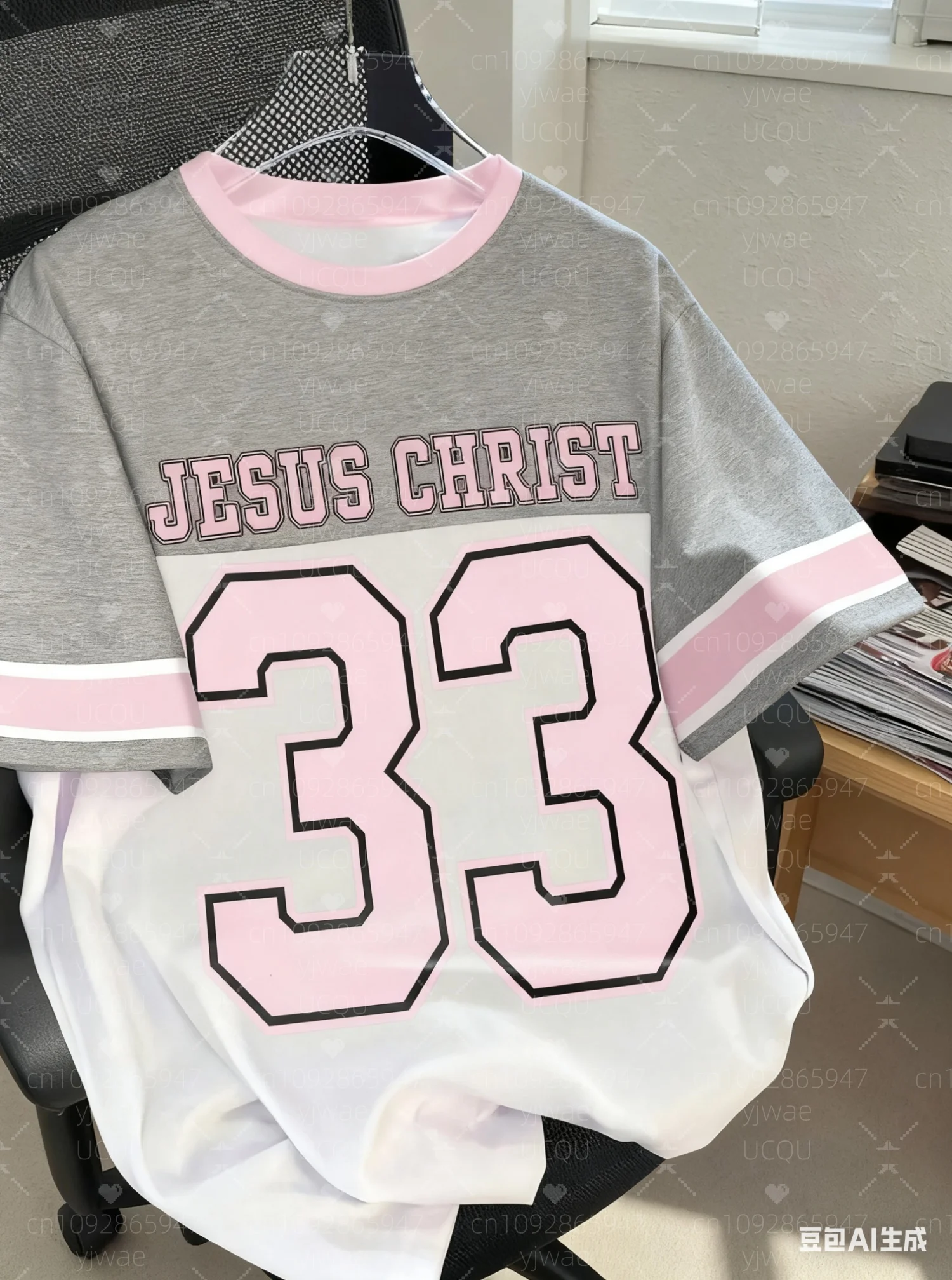 2025年夏 イエス・キリスト No.33 女性用 ナンバー79 プリント 軽量 通気性 Oネック 半袖Tシャツ レディースTシャツ ジャージー