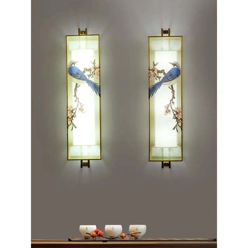 Wall lamp a pair of living room TV background wall lamp entrance porch fabric bedroom bedside wall lamp