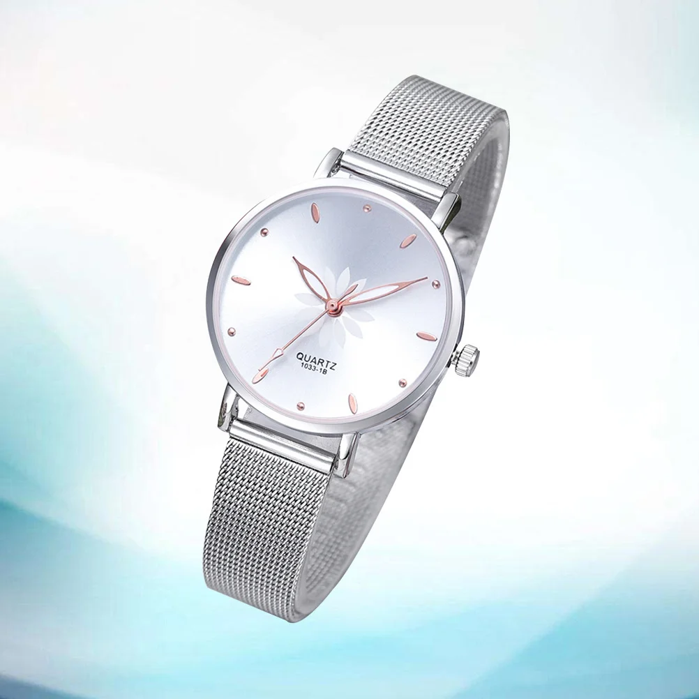 

Элегантные женские кварцевые часы, белый сетчатый браслет из сплава, модные маленькие наручные часы, повседневный деловой подарок, женские наручные часы