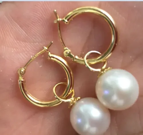 

Natural Charming one pieces White 10-11 mm South Sea Round Pearls earrings fine jewelryJewelry Making