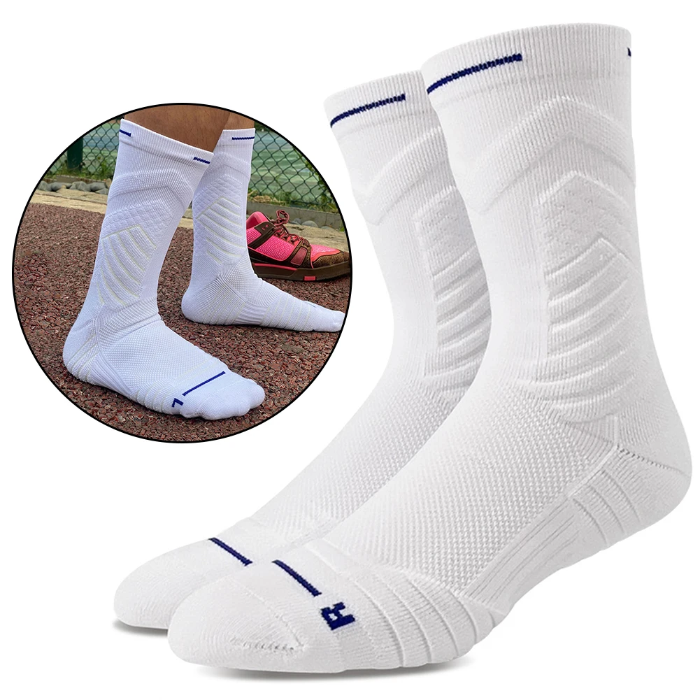 Men Sports Socks Running Socks Terry Sole Athletic Running Socks Non Slip Soft Hiking Socks Breathable for Outdoor Sports