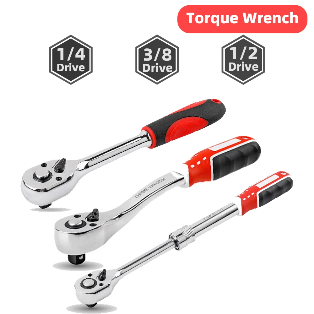 Torque Wrench Ratchet 1/2 3/8 1/4 Square Drive 72 Teeth Socket Spanner Car Bicycle Motorcycle Repair Kit Machine Workshop Tools