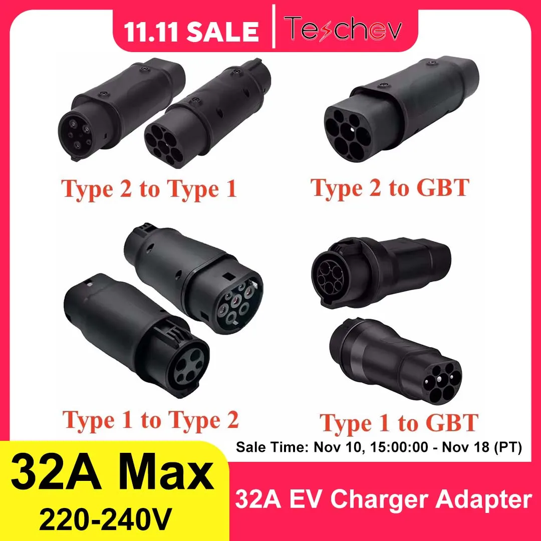 New Electric Vehicle Charging Connector Type 2 to Type 1 J1772 EV Adapter Type 2 to GBT EVSE Charger Type1 to GBT EV Adaptor