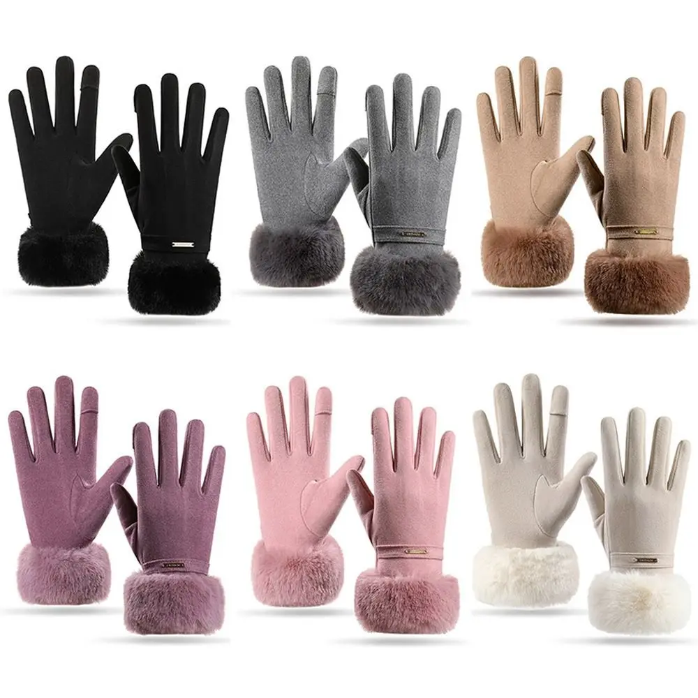 

Cute Soft Fleece Lined Winter Warm Gloves Waterproof Windproof Cold-proof Gloves Keep Warm Touch Screen Gloves Cold Weather